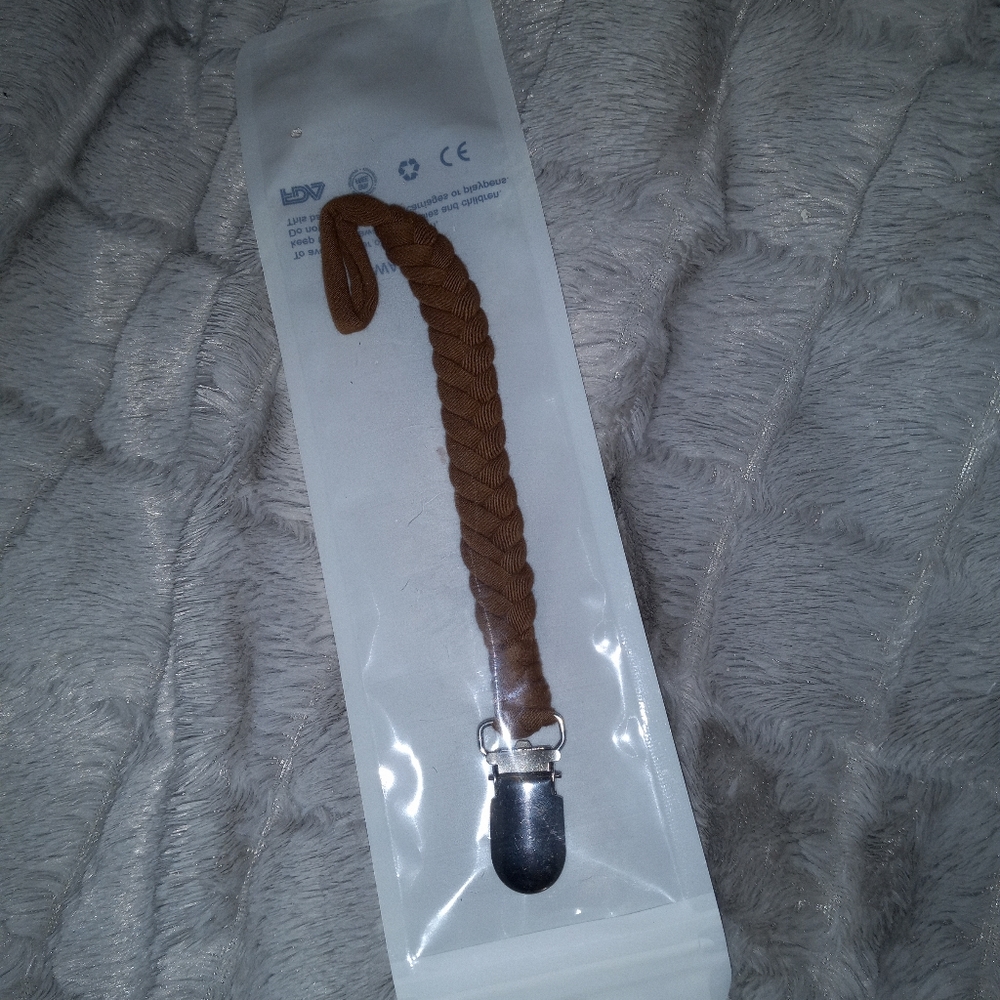 Baby girl boy infant pacifier clip brown color